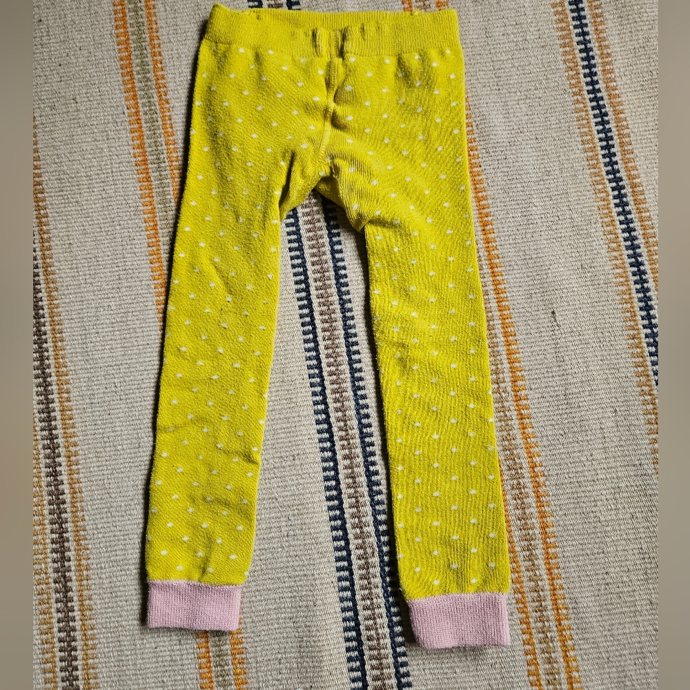 Mini Boden Size 3 Yellow and Pink Polka Dot Tights